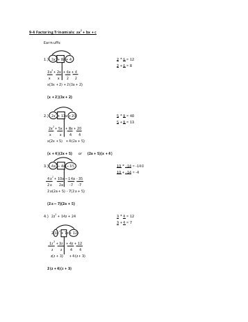Printables Factoring Ax2 Bx C Worksheet Answers printables factoring ax2 bx c worksheet answers safarmediapps trinomials of the form where