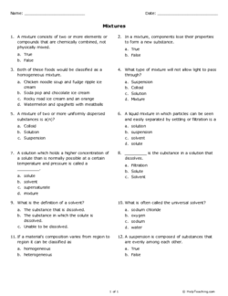 Printables Mixture Worksheet mixtures grade 8 free printable tests and worksheets helpteaching com