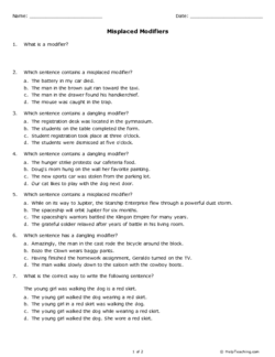 Printables Misplaced Modifiers Worksheet misplaced modifiers grade 7 free printable tests and...