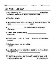 Printables Bill Nye Erosion Worksheet bill nye erosion worksheet answer sheet and two quizzes this 11 question provides a way for students to follow along with the video questions are all