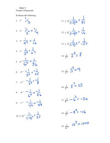 Printables Negative And Zero Exponents Worksheet collection of negative and zero exponents worksheet bloggakuten