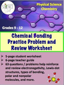 Printables High School Physical Science Worksheets chemical bonding practice problem and review...