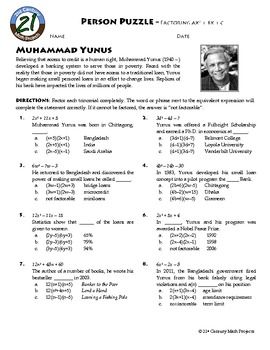 Printables Factoring Ax2 Bx C Worksheet Answers printables factoring ax2 bx c worksheet answers safarmediapps person puzzle muhammad yunus algebra