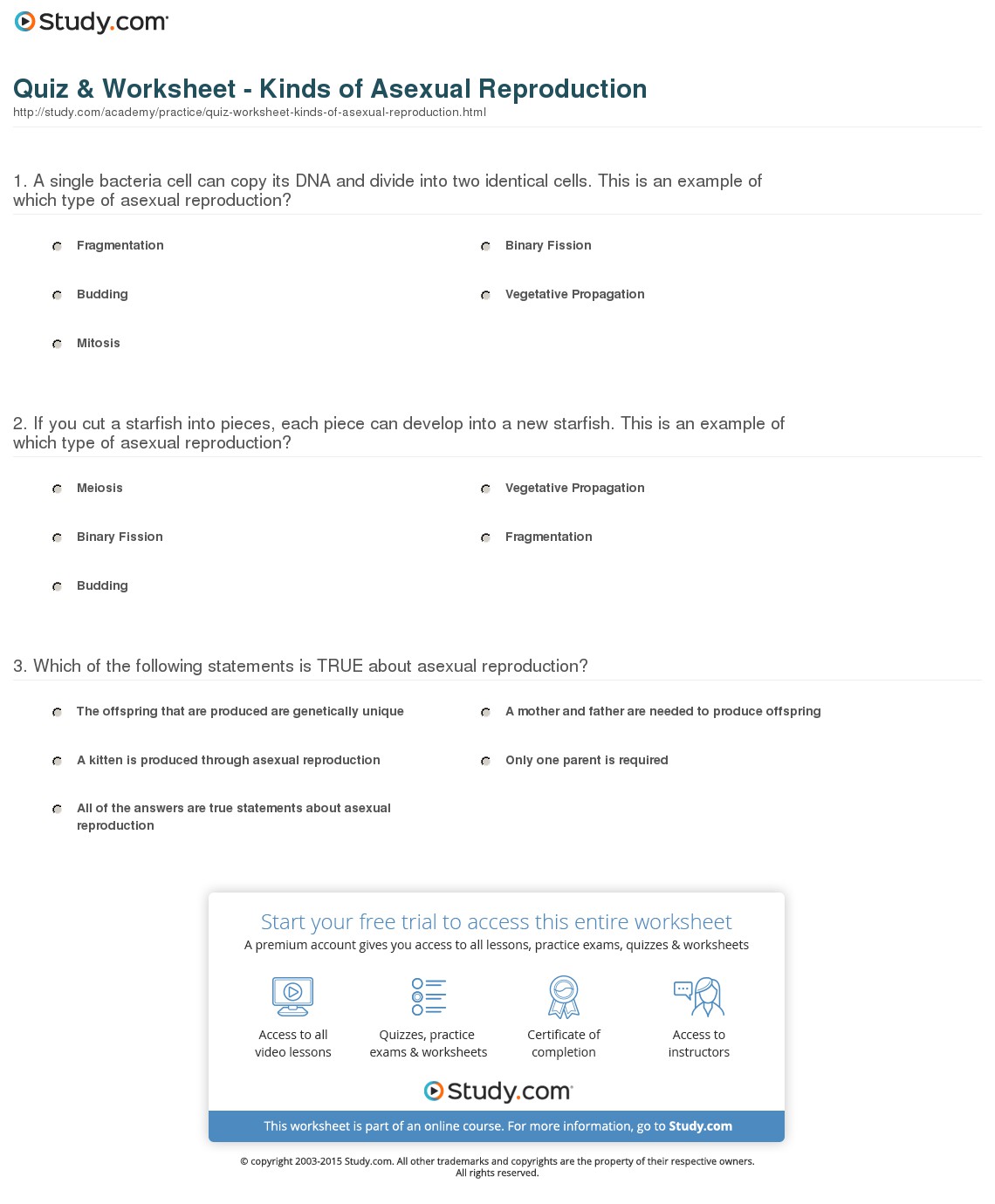 Printables Asexual Reproduction Worksheet quiz worksheet kinds of asexual reproduction study com...