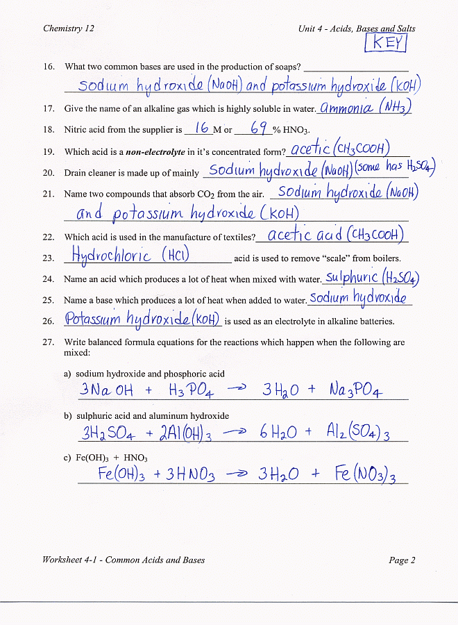 Printables Acids And Bases Worksheet Answers acid and bases worksheet answer key abitlikethis moreover acids on acids