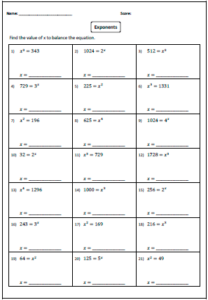 Printables Multiplying And Dividing Exponents Worksheet exponents worksheets missing base or exponent
