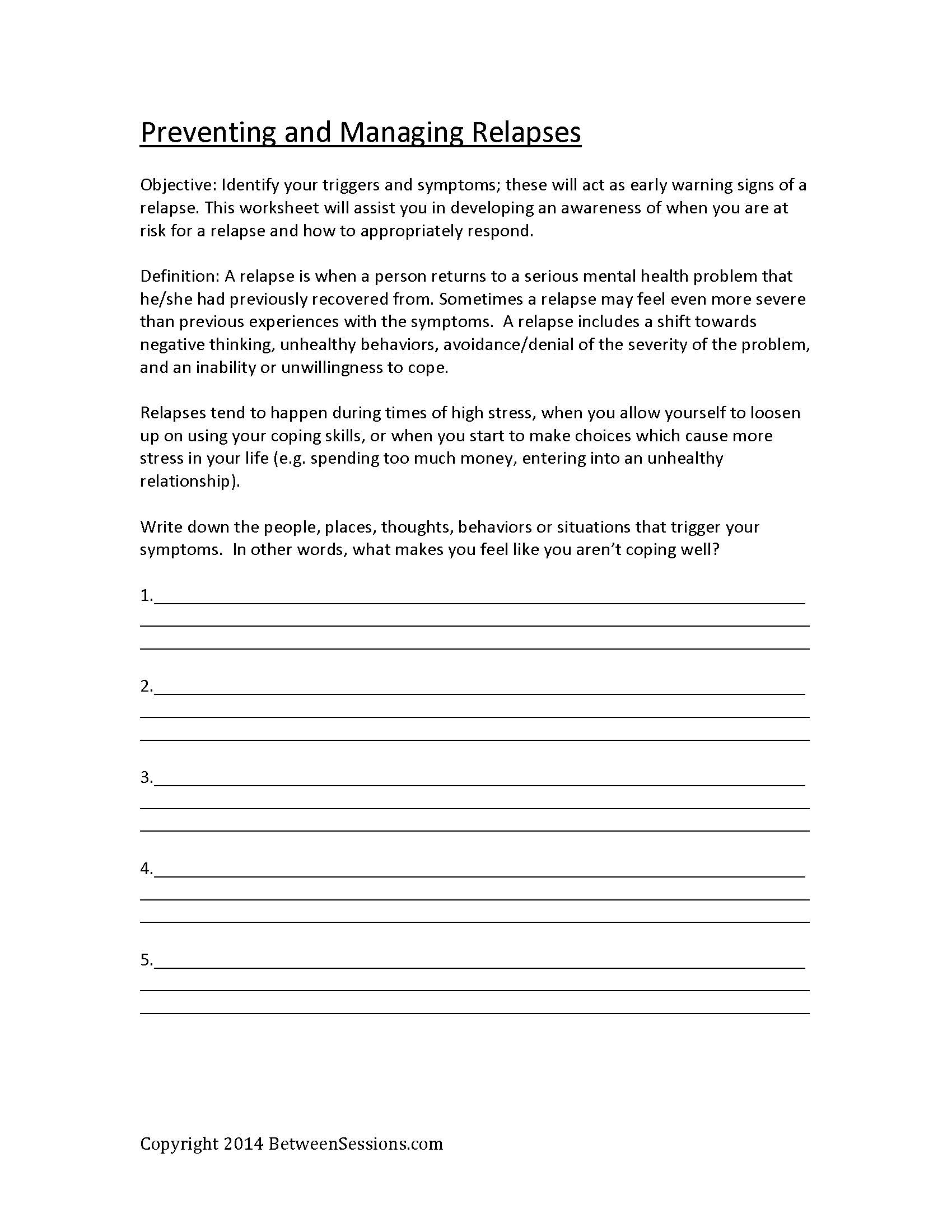 Printables Mental Health Worksheets between sessions mental health worksheets for adults group therapy cbt sessions