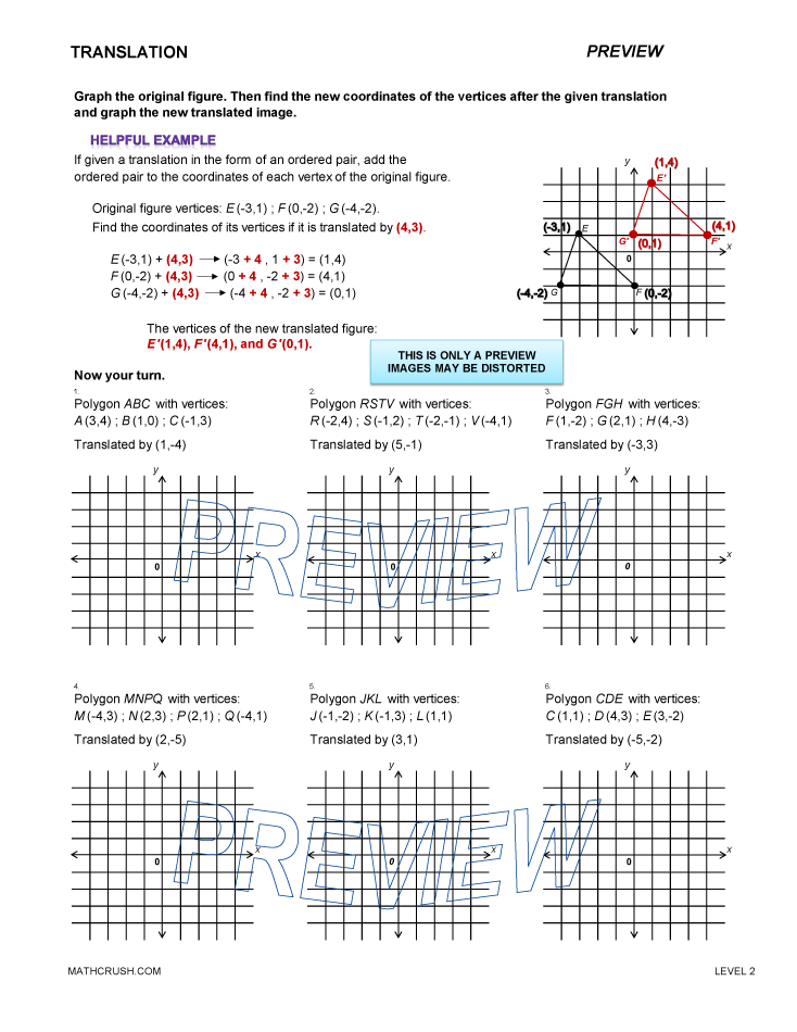 Printables Translations Worksheet geometry worksheets and help pages by math crush preview print...