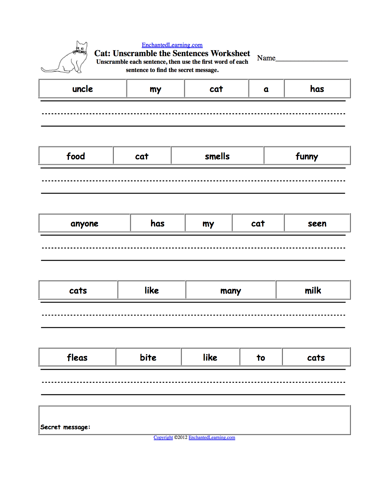 Printables Simple Sentence Worksheet unscramble the sentences worksheets enchantedlearning com sentences