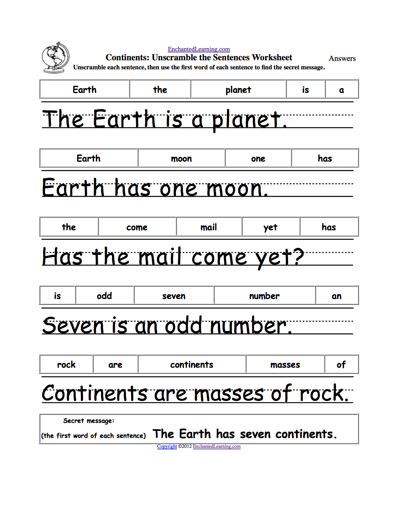 Printables Simple Sentence Worksheet unscramble the sentences worksheets enchantedlearning com sentences