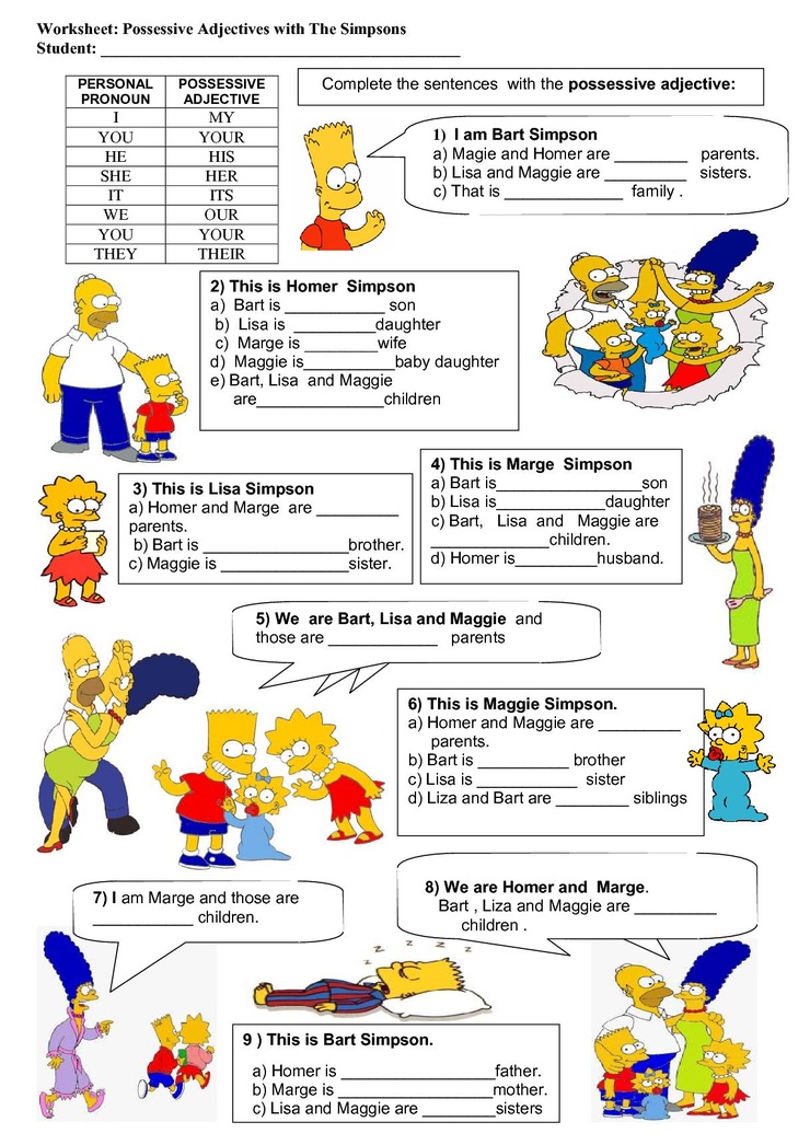 Printables Possessive Adjectives Worksheet possessive adjectives worksheet plustheapp...