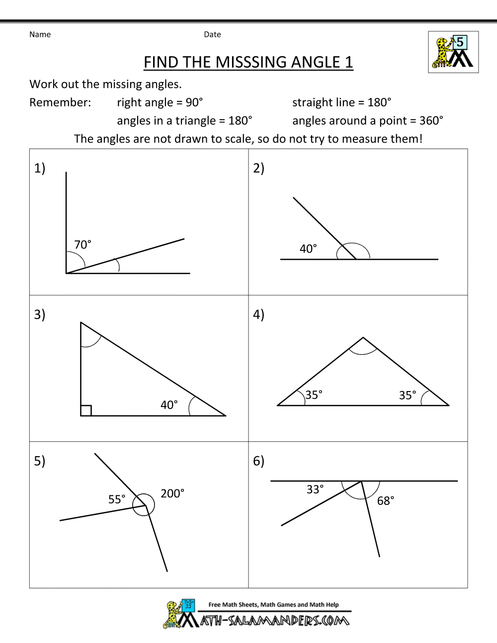 Printables Finding Missing Angles In Triangles Worksheet find the missing angle in a triangle worksheet davezan angles triangles bloggakuten 5th grade geometry