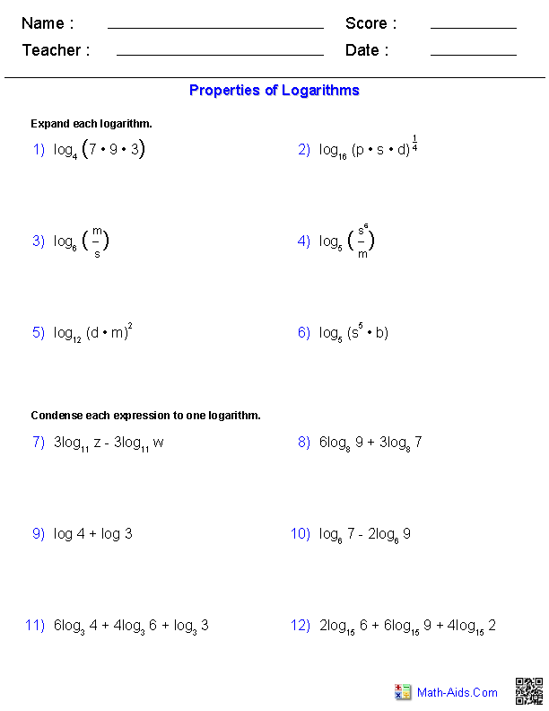 Printables Advanced Algebra Worksheets With Answers algebra 2 worksheets exponential and logarithmic functions worksheets