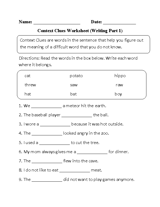 Printables Context Clues Worksheet englishlinx com context clues worksheets worksheet writing part 1 beginner