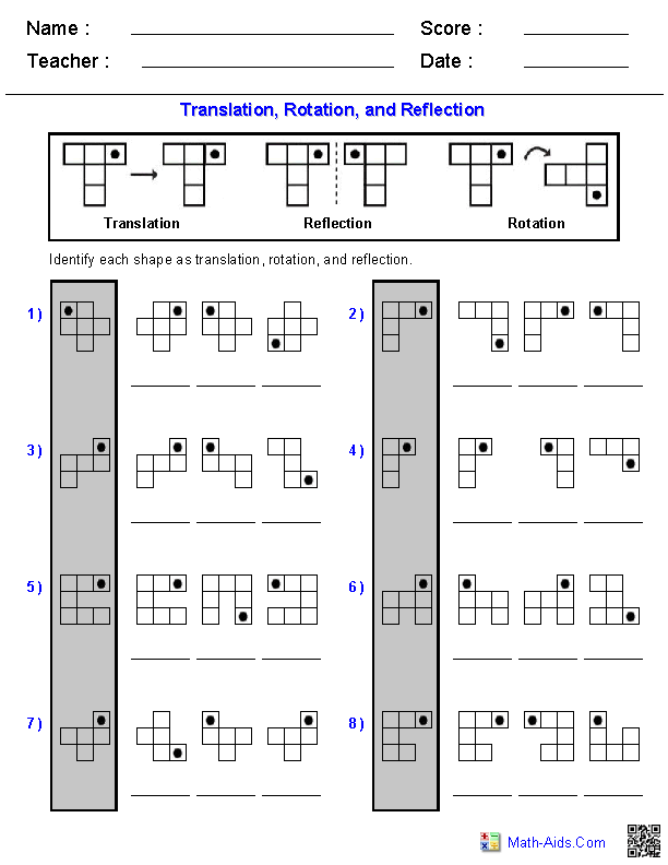 Printables Translations Worksheet geometry worksheets transformations all translations combined