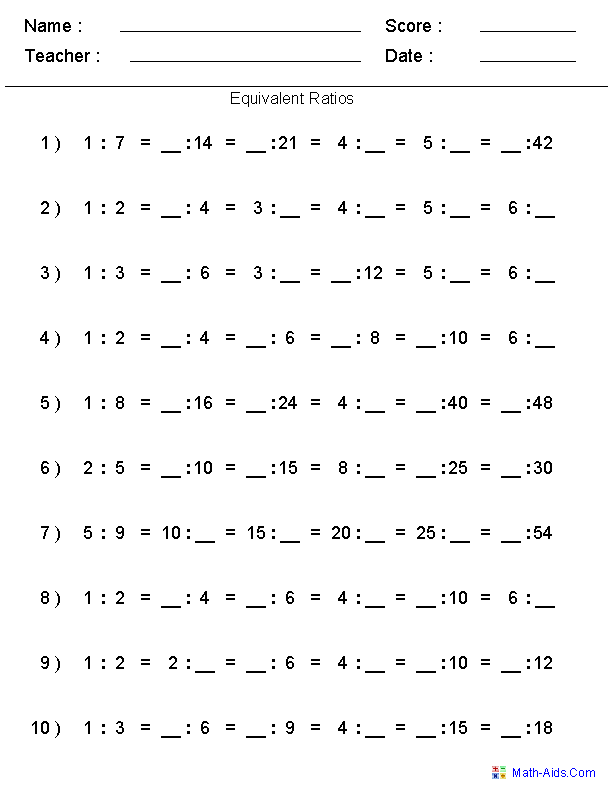 Printables Math Worksheets For 7th Graders ratio worksheets for teachers worksheets