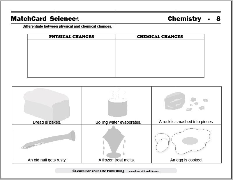 Printables Physical And Chemical Change Worksheet physical and chemical changes worksheet