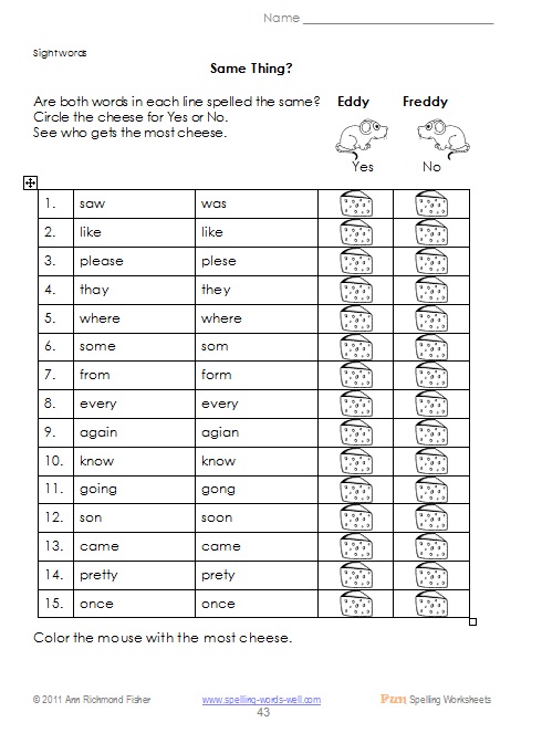 Printables Kindergarten Spelling Words Worksheets kindergarten sight words and activities
