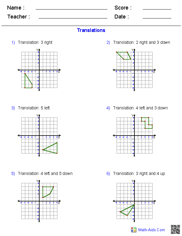 Printables Translations Worksheet geometry worksheets transformations translations worksheets