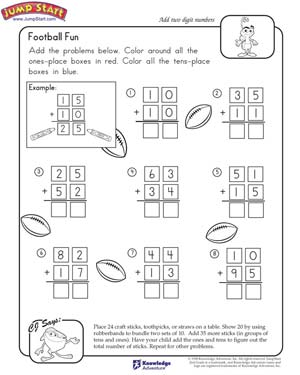 Printables Fun Math Worksheets For 2nd Grade football fun 2nd grade math worksheets jumpstart free worksheet