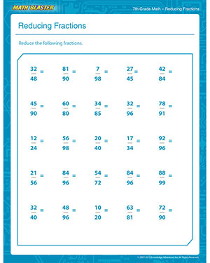 Printables Math Worksheets For 7th Graders reducing fractions printable math pdf worksheet for 7th grade free grade