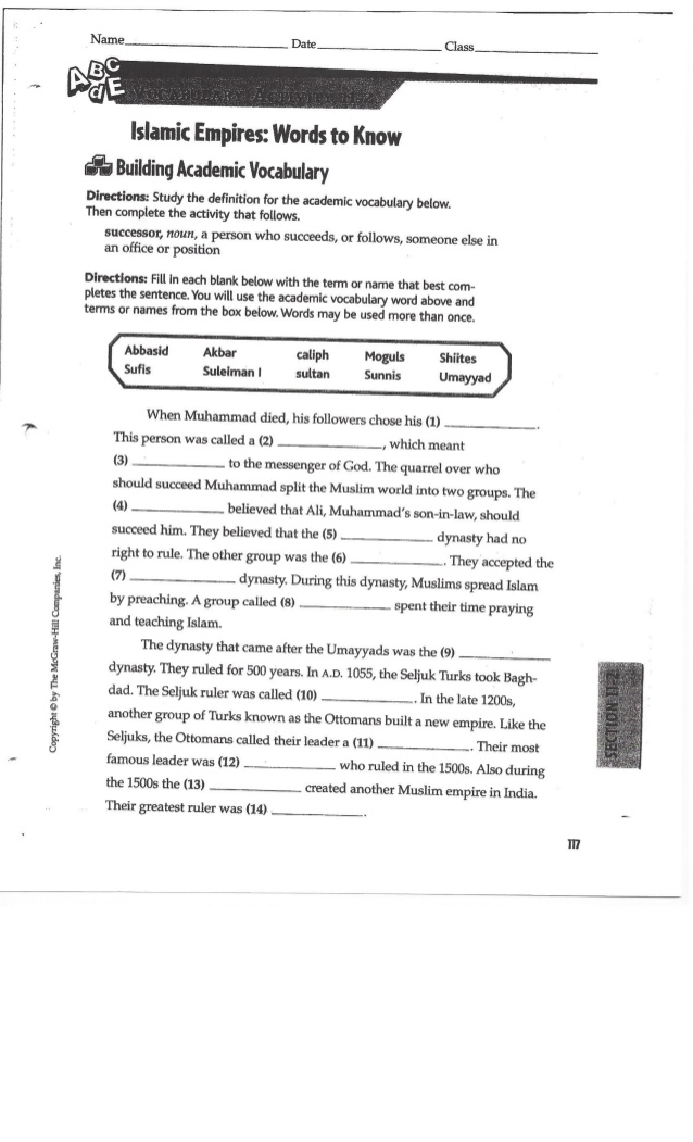 Printables The Mcgraw-hill Companies Worksheet Answers mountain view middle school newberg 6 copyright by the mcgraw hill companies