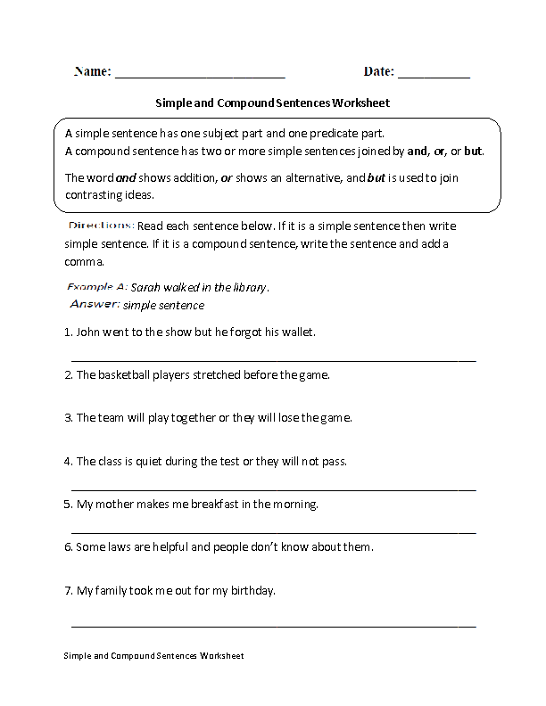 Printables Simple Sentence Worksheet 1000 images about compound sentences on pinterest words assessment and simple sentences