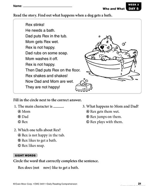 Printables Reading Comprehension Grade 1 daily reading comprehension grade 1 preview page 20