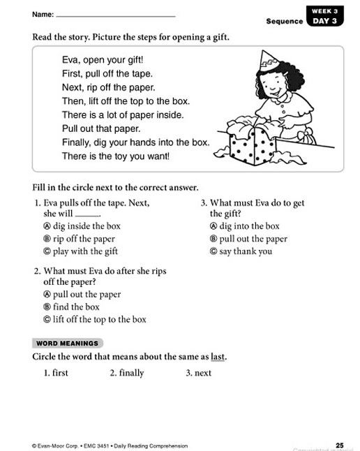 Printables Reading Comprehension Grade 1 daily reading comprehension grade 1 preview page 24