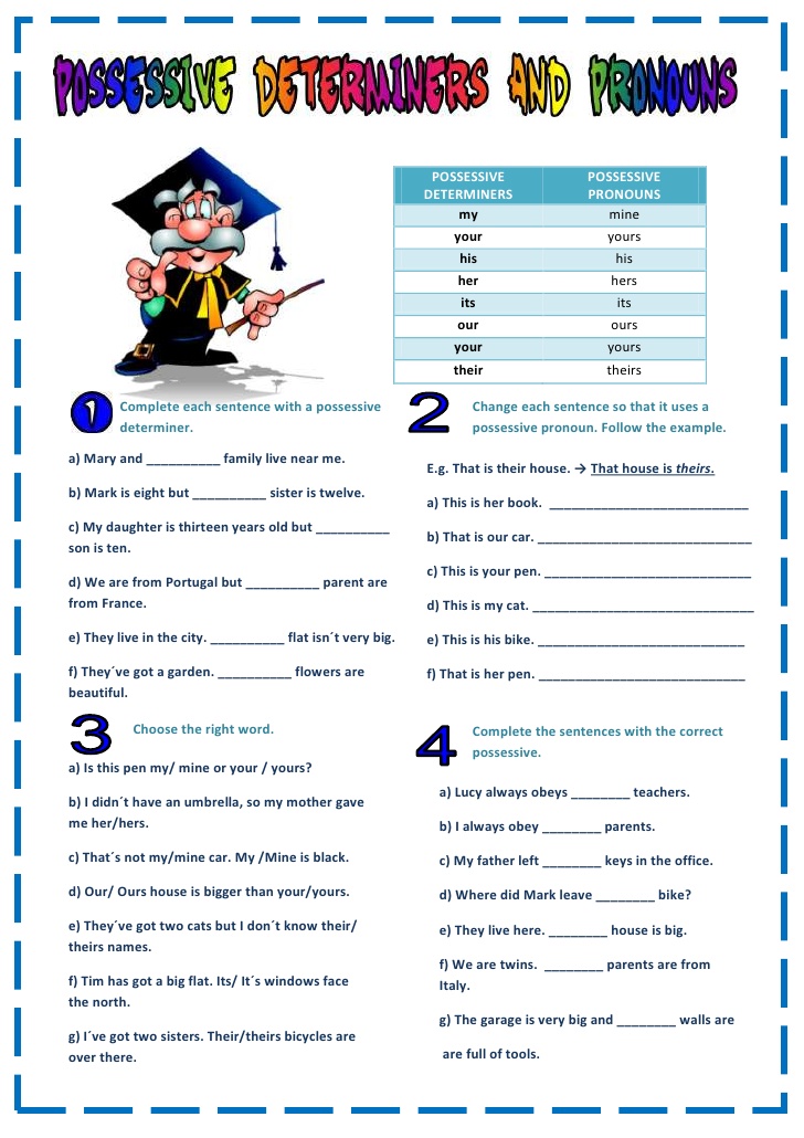 Printables Possessive Adjectives Worksheet personal and possessive pronouns worksheet...