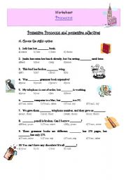 Printables Possessive Adjectives Worksheet possessive pronouns and adjectives