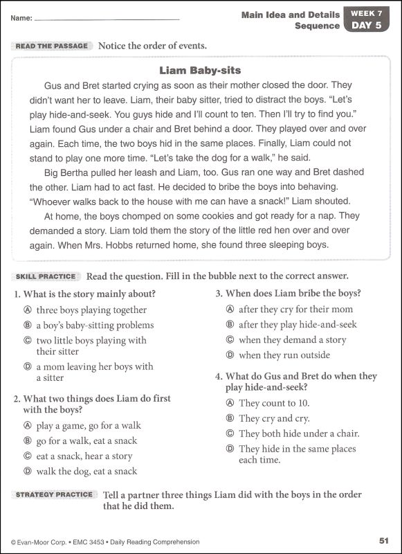 Printables English Reading Comprehension For Grade 3 daily reading comprehension grade 3 027003 details rainbow additional photo inside page
