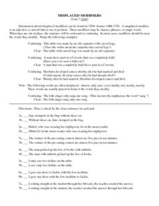 Printables Misplaced Modifiers Worksheet misplaced modifiers 6th 9th grade worksheet lesson planet