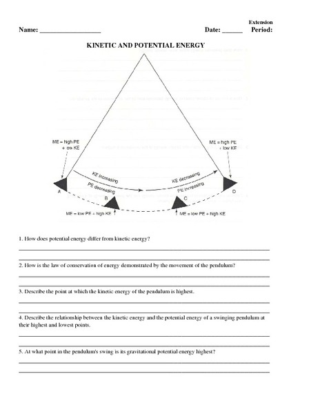 Printables Kinetic And Potential Energy Worksheet potential and kinetic energy worksheet precommunity printables worksheets 5th 8th grade lesson planet