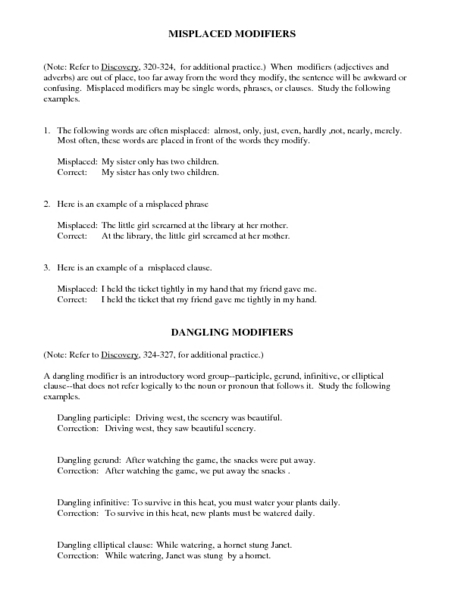 Printables Misplaced Modifiers Worksheet misplaced modifier worksheets imperialdesignstudio...
