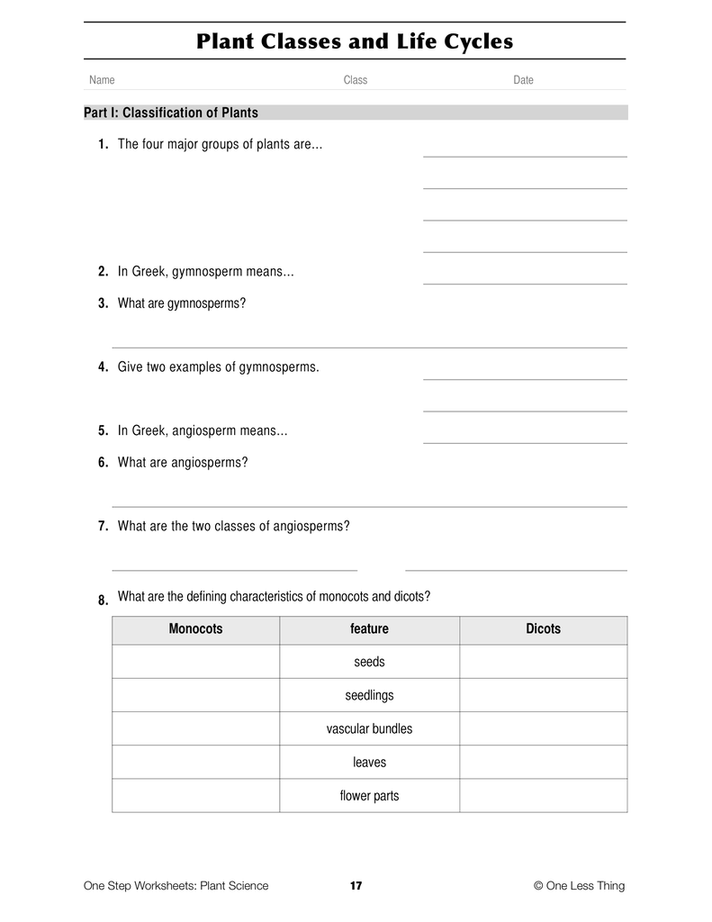 Printables Asexual Reproduction Worksheet plant science one step worksheets less thing worksheets