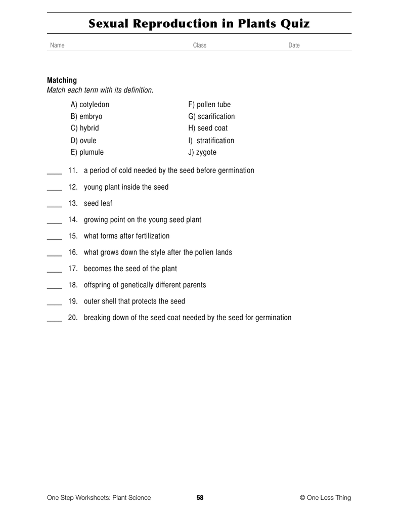 Printables Asexual Reproduction Worksheet plant science one step worksheets less thing worksheets