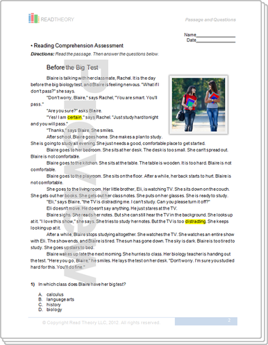 Printables Read Theory Grade 7 Answer Key before the big test 4g 570l read theory workbooks image 1