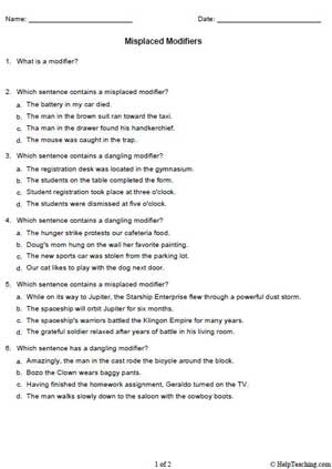 Printables Misplaced Modifiers Worksheet misplaced modifier worksheets imperialdesignstudio...