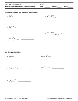 Printables Negative And Zero Exponents Worksheet worksheet exponents negative and zero rational worksheet