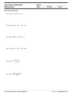Printables Calculus Worksheet free calculus worksheets printables with answers pdf polynomials derivatives differentiation