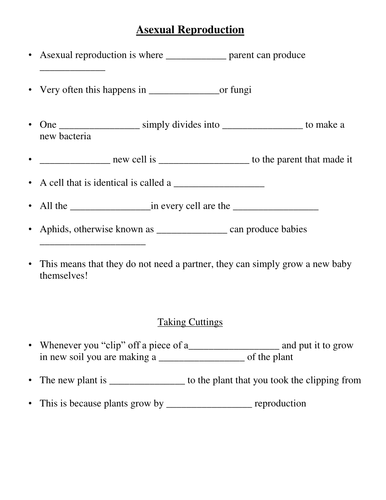 Printables Asexual Reproduction Worksheet asexual reproduction by missmolyneux teaching...
