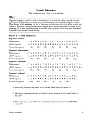 Printables Genetic Mutations Worksheet 4 pogil activities for ap biology model 2 comparing 1a