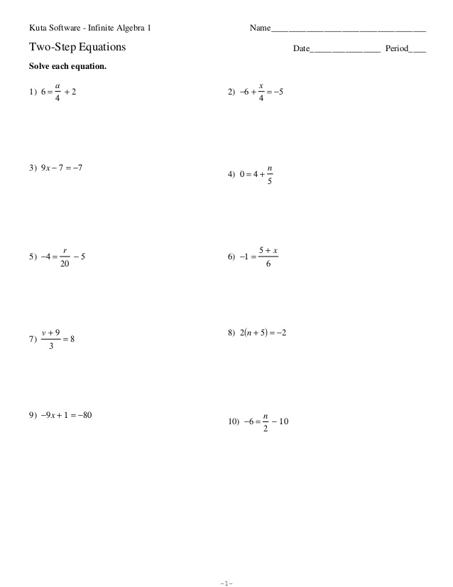 Printables 2 Step Algebra Equations Worksheets 2 step equations worksheets davezan printables equation worksheet jigglist thousands of