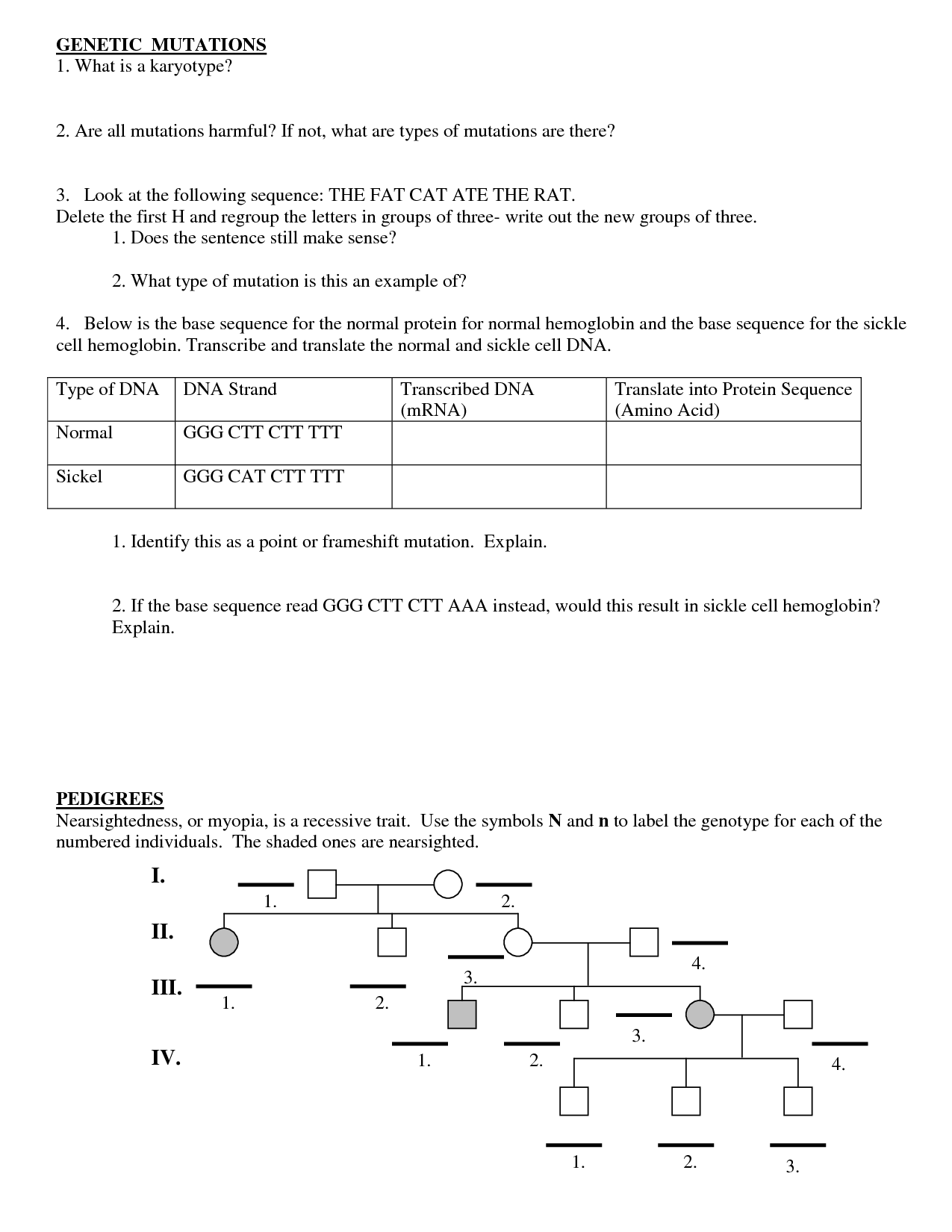 Printables Genetic Mutations Worksheet genetic mutations worksheet plustheapp mutation techzulla unit 7 genetics mrs ammons biology