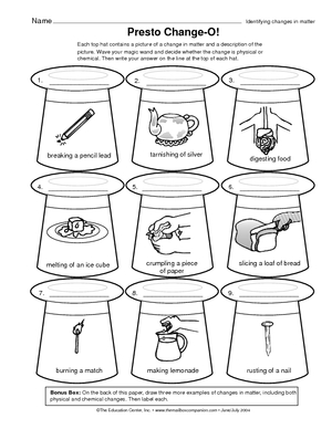 Printables Physical And Chemical Change Worksheet physical and chemical changes worksheet...