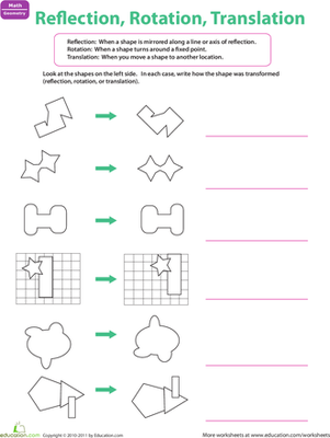 Printables Translations Worksheet reflection rotation translation worksheet education com...