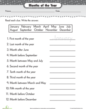 Printables. Months Of The Year Worksheets. Tempojs Thousands of