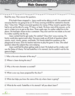Printables Third Grade Reading Worksheets 3rd grade comprehension worksheets free printables education com reading writing worksheet for jason and the game show