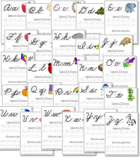 Printables Handwriting Worksheets Printables a z cursive handwriting worksheets confessions of homeschooler cursivepromo